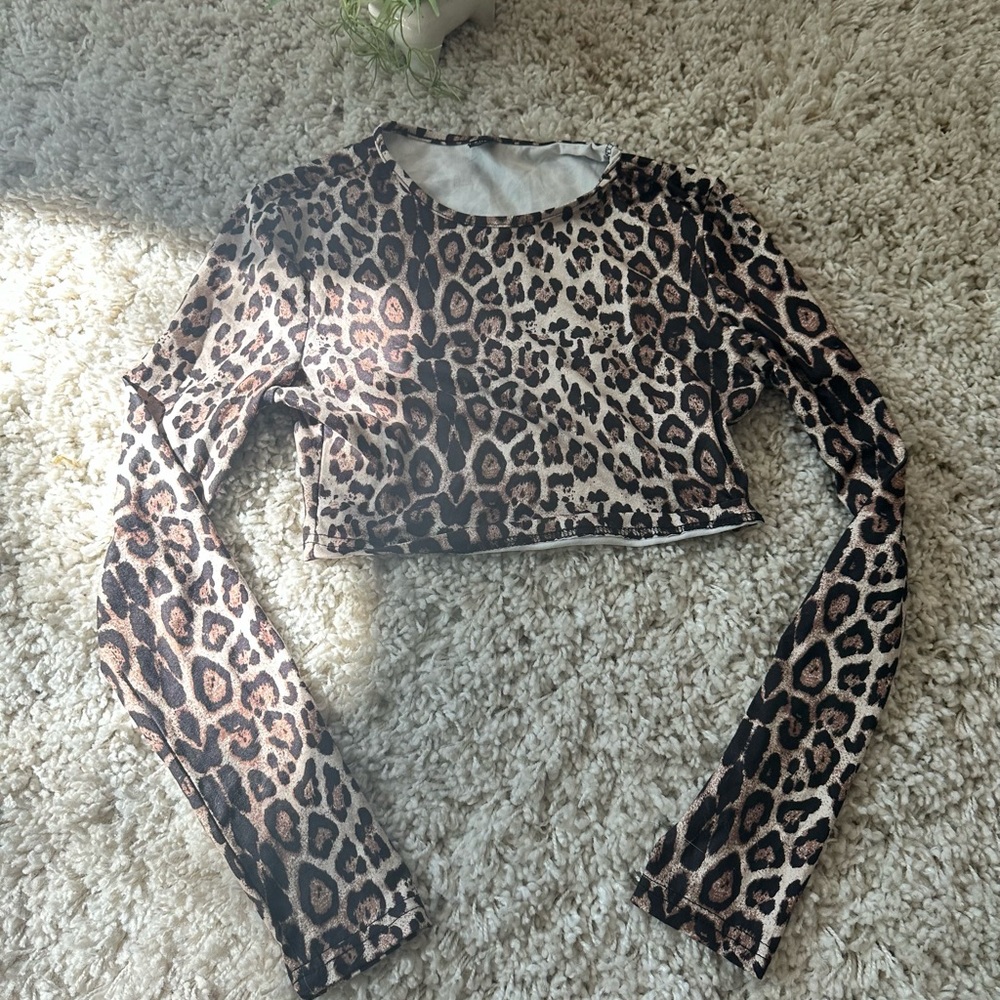 Cute leopard cheetah print vintage long sleeve going out clubbing longsl…
